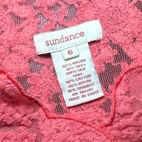 Sundance Rosalind Silk Dress Lace Velvet Sz 6 Coral Orange Geometric Bohemian - Picture 4 of 8